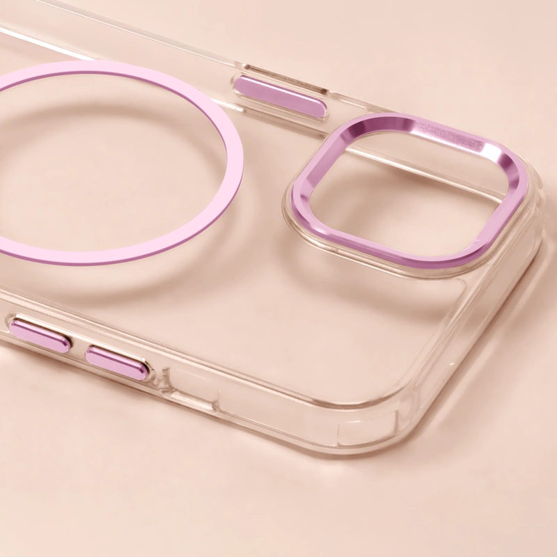 Smart iPhone 17 Pro Max skaidrus MagSafe dėklas, rausva, 3 nuotrauka